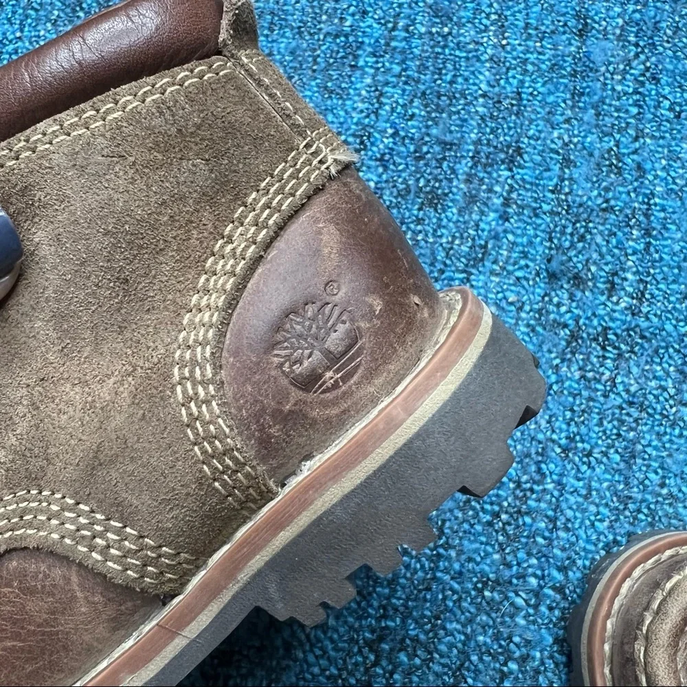 Timberland Toddler Brown Leather Chukka Boots Size 5 Moc Toe Lace Up CUTE